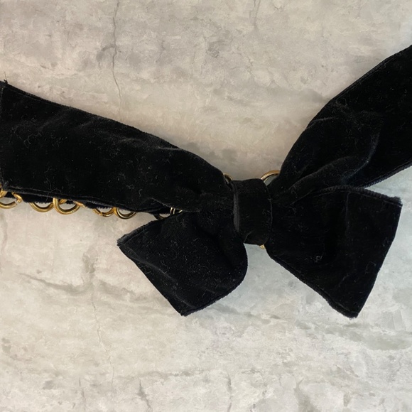 Black Velvet and Gold Metal Chain belt main image 6